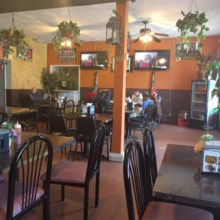 the dining area of a mexican restaurant