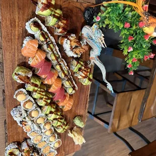 interior, sushi and sashimi