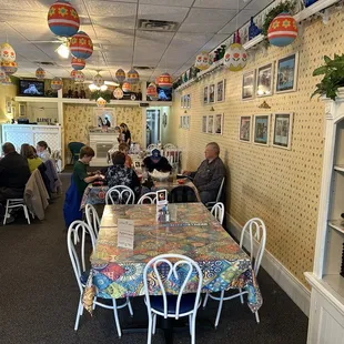 The upstairs eating area