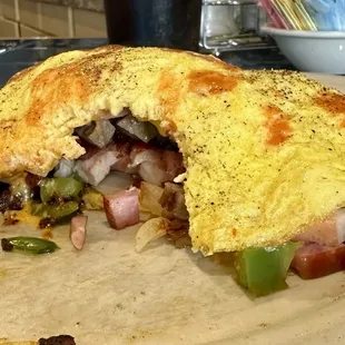 Protein Omelet.  I was skeptical about the inclusion of turkey in this thing, but it was actually pretty good.