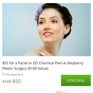 This is the facial I paid $65 for. When I bought it, it was supposedly $65 for a $125 facial which actually only costs $75 at Mayberry.