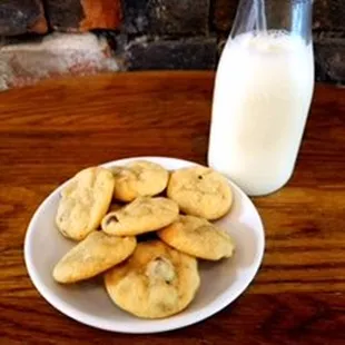 Chocolate chip cookies and milk. Perfect for an after-school snack. Or after-work. Whichever!