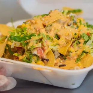 a container of nachos