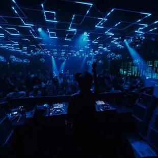 djs in a club with blue lights