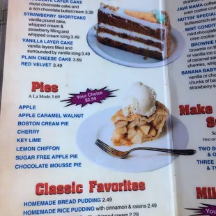 Yummy dessert menu.