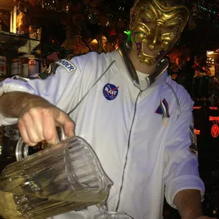 Mixing drinks during Mardi Gras!!
