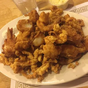 3-item combo (Shrimp, Clam Strips, and Scallops). Enough for two people and absolutely delicious!