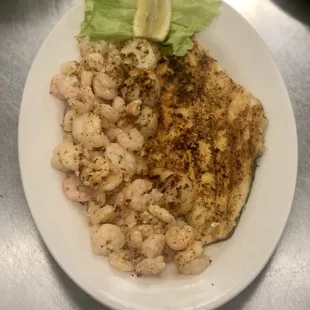 BROILED- FLOUNDER, SCALLOPS &amp; BABY SHRIMP