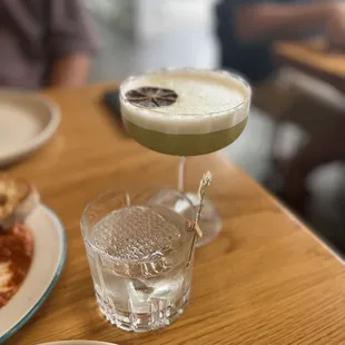 Matchacha -- so refreshingly tasty!  Wayfarer -- not bad? just mostly sweet and you can't really taste the mezcal