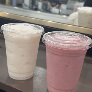 Lychee smoothie, strawberry smoothie