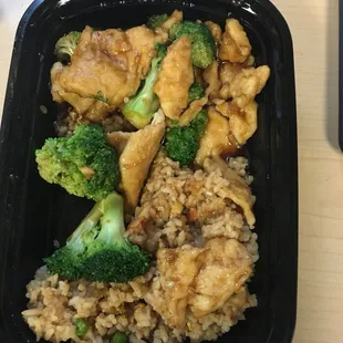 chicken and broccoli in a bowl