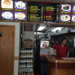 Lunch special menu and counter.