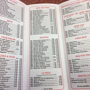 menu