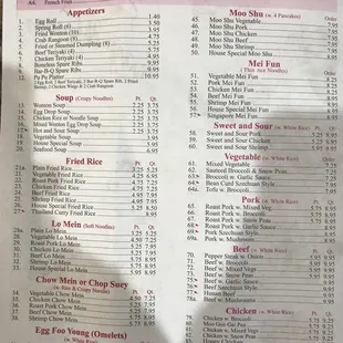 menu