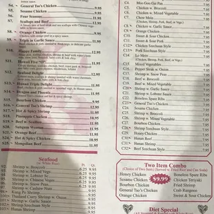 sushi and sashimi, menu