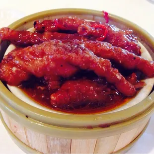 Chicken feet in black bean sauce.