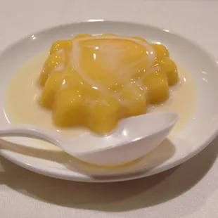 Complimentary mango pudding for dessert!