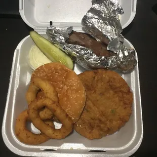 Huge crab cake sandwich, slaw, baked sweet potato, tasted like I was in Maryland