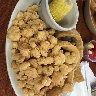 Senior platter combo.  White fish and baby shrimp.