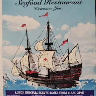 Front of Mayflower menu.