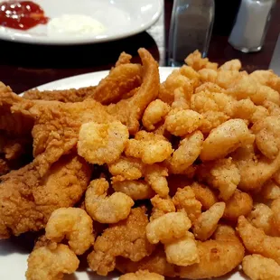 Flounder and popcorn shrimp