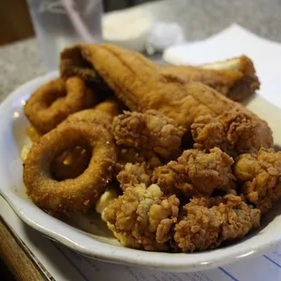 Fried oysters and fish