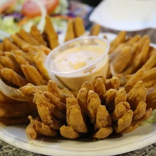 Blooming onion appetizer, on the house!