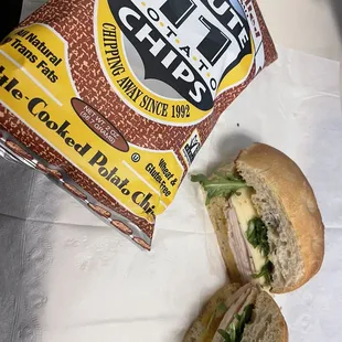 a sandwich and chips