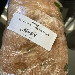 Wrapped grab and go turkey sandwich