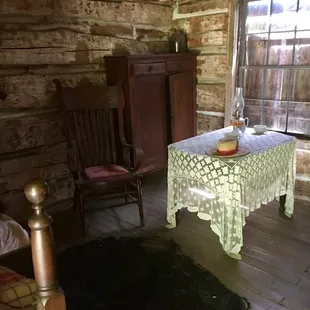 Inside Mayhew cabin