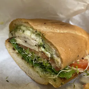 Pesto Chicken. Added sprouts.