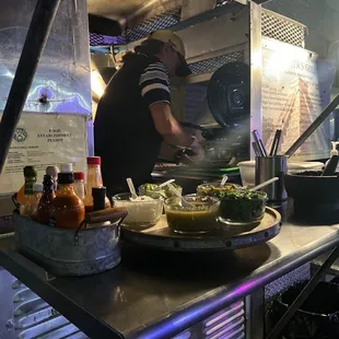 a man preparing food