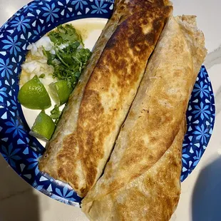 Carnitas and carne asada burritos - so ono!