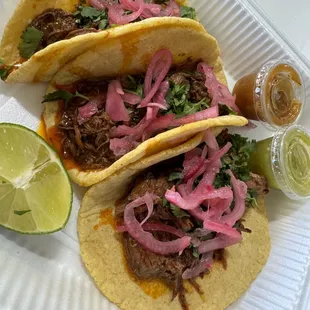 Barbacoa tacos w/ handmade tortillas