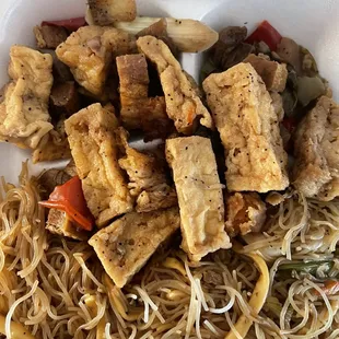 Pancit with pork and tofu