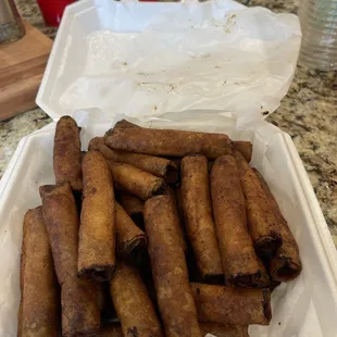 This is the Lumpia that I paid $50 for and received. The food is aweful because it has a burnt taste.