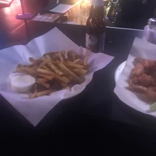 two plates of food on a table