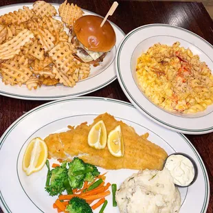 Pan Fried Walleye, Lobster Mac And Cheese, Combo Burger