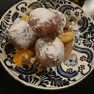 orange blossom  brown butter beignets, dulce de leche