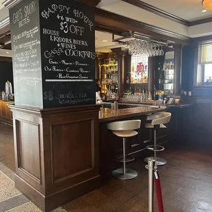 Side of bar, only area with bar stools