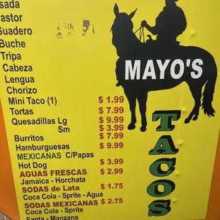 Menu as of January 12 2024