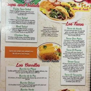 tacos, menu