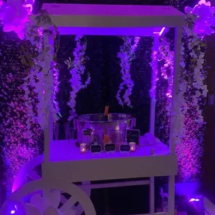 Dessert cart used for mimosas.