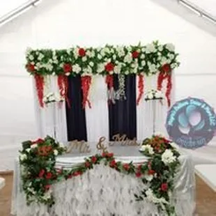 Our backdrop and table set up was perfect for this intimate wedding at our clients backyard.