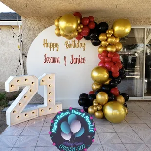 21st Birthday for twins! 
Balloons can be done in any colors