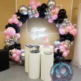 Our LED signs make the perfect addition to our beautiful backdrops 
Round pedestals can be added for a fee