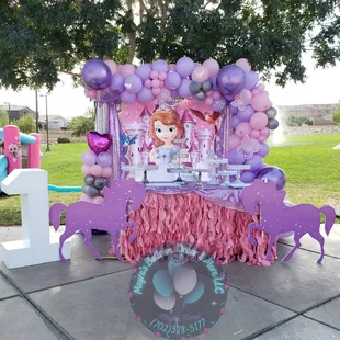 Any theme and colors available 
Our big 3ft tall wood numbers are a perfect addition 
Full set up done by us