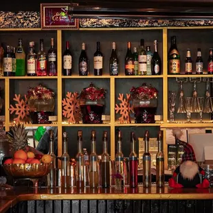 a bar filled with bottles of alcohol
