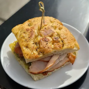 Turkey, Bacon, &amp; Pesto on Focaccia