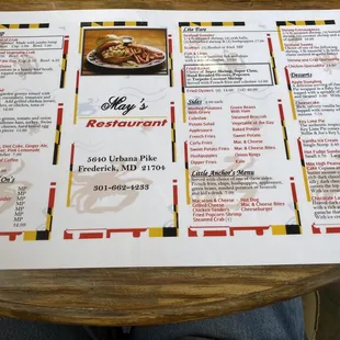 May's Menu.